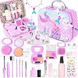 INNOCHEER Pretend Makeup for Toddlers Toys, Fake Makeup Mermaid Toys for Girls Purse, Toddler Makeup Kit Pretend Play Makeup Toys, Toy Mermaid Makeup for Kids, Gifts Toys for 3 4 5 6 7+ Year Old Girls