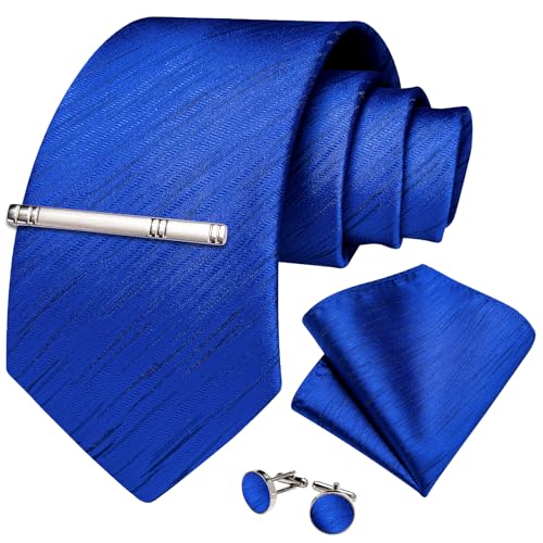 Image of DiBanGu Mens Striped Tie Silk Woven Necktie and Pocket Square Cufflinks Tie Clip Set Wedding Business Formal Gift Tie for Men