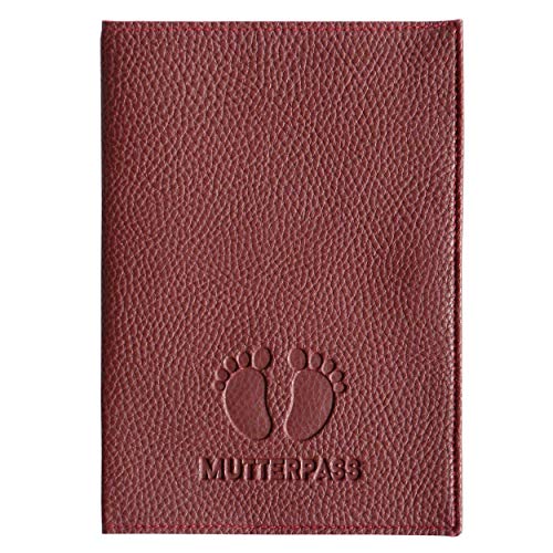 Mutterpasshülle mit Prägung"BABYFÜßE + MUTTERPASS" teilweise in gold veredelt, Mutter-Kind Pass, Organzier, Ultraschallheft (Bordeauxrot) Cover