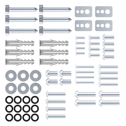 conecto Vesa-Schrauben-Set 66 teilig, TV-Befestigung, Wandhalterung, M8, M6, M5, M4 VESA-Schrauben, Universell kompatibel für Monitor und TV, Mit Dübel & Unterlegscheiben, Silber