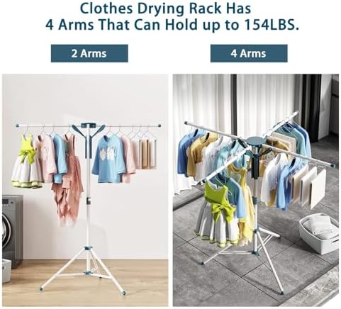 Portable Folding Clothes Drying Rack, Height-Adjustable Indoor Laundry Stand, Space-Saving Tripod Design, Lightweight and Easy to Store, Ideal for Apartments and Small Spaces