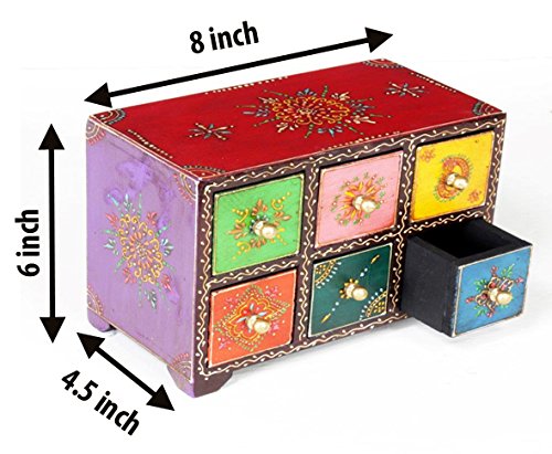 Home and Bazaar Traditional Handpainted 6 Drawer Chest. 8x4.5x6 Inch 1