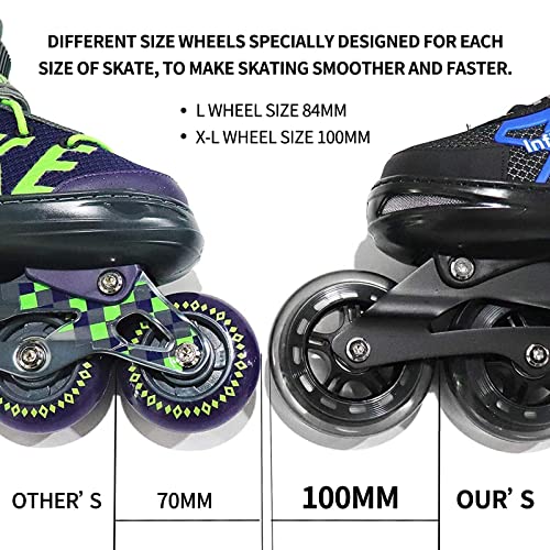 Image of MammyGol Adjustable Inline Skates for Adults and Teen, Safe and Durable Roller Skates with Giant Wheels,High Performance Skates for Girls and Boys 9-11US
