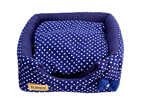 Cama Iglu e Toca Para Cachorro Luppet Luxo Azul Poa M