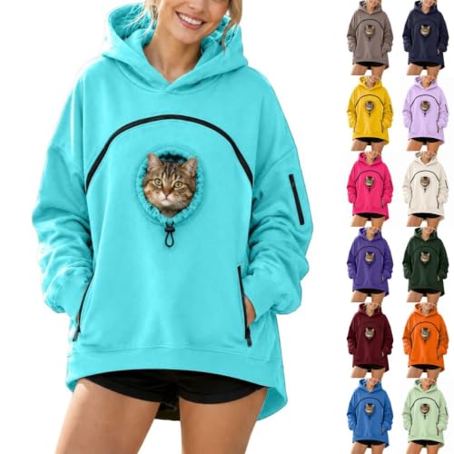 Iufabrpcs Hoodie With Cat Pouch Pet Dog Carrier Sweatshirt Snack Hoodies Mint Green XL - image 1