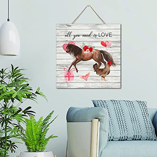 Décoration murale romantique All You Need Is Love en bois vintage et floral