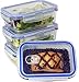 [Premium 4 Sets] Glass Meal Prep Food Storage Container with Snap Locking Lid, Glass Meal Prep Containers BPA-Free, Airtight, Microwave, Oven, Freezer, Dishwasher Safe (3.5 Cup, 28 Oz, Rectangle)