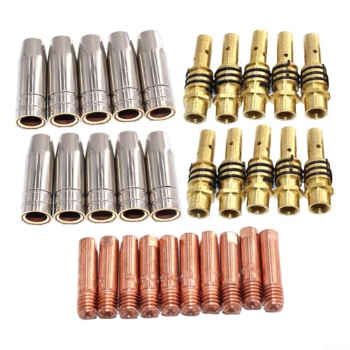 Juego de 30 puntas de contacto y boquillas para un rendimiento fiable en tareas de soldadura (15AK 1 mm)