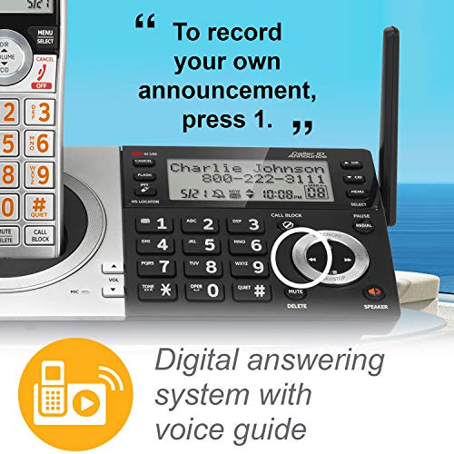 At&T Cl83507 Dect 6.0 5-Handset Cordless Phone For Home With Dual Keypad Base, Answering Machine, Call Blocking, Caller Id Announcer, Intercom And Long Range, Silver/Black #TOP2