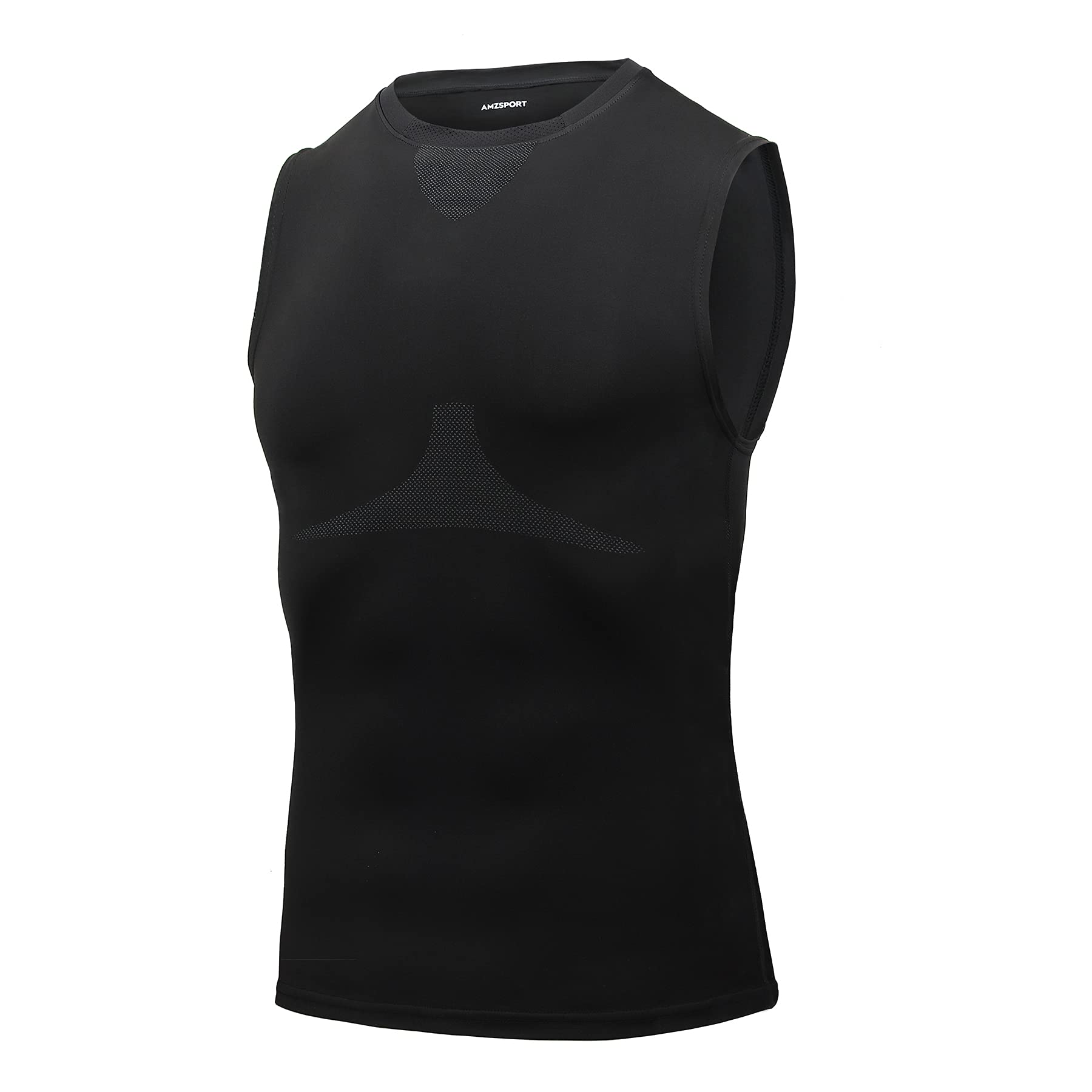 AMZSPORT Camiseta de Compresión Sin Mangas para Hombre, Chaleco de Gimnasio de Secado Rápido Capa Base para Correr