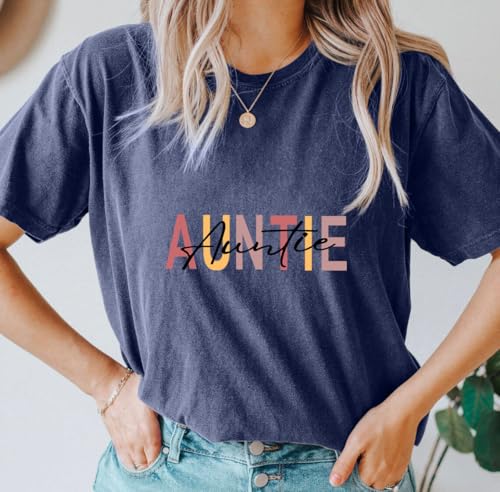 Image of Auntie Women Warm Lovely Love Print Blessing Holiday Summer Ladies Women Casual Short Sleeve T-Shirt.