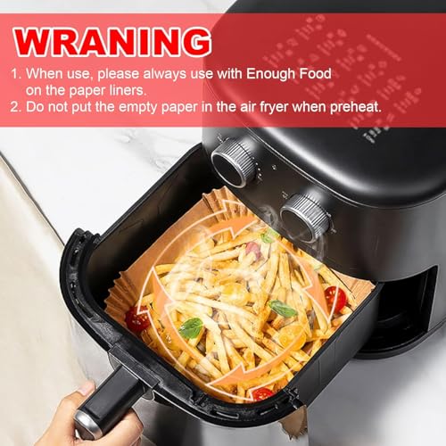 1000 Pcs Air Fryer Paper Liners, 8" Square Air Fryer Liners Disposable, Heavy-Duty Parchment Paper for 5-8 qt Airfryer Basket, Non-Stick & Grease-Proof Baking Liner for Oven Pan