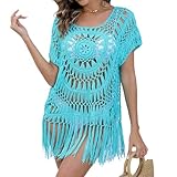 XIAOQENAN Lange Quasten, gehäkelter Badeanzug, leicht, atmungsaktiv, für Strandpartys, Wassersport, Urlaub, Strand-Outfit