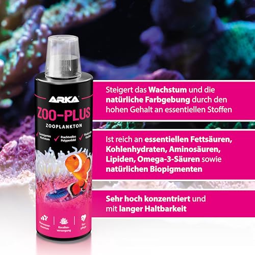 Plankton Fische Korallen 473 ml – konserviertes Futterplankton für Meerwasseraquarien – mit Mysis, Copepoden, Daphnien & Artemia-Nauplien – ARKA Zoo-Plus