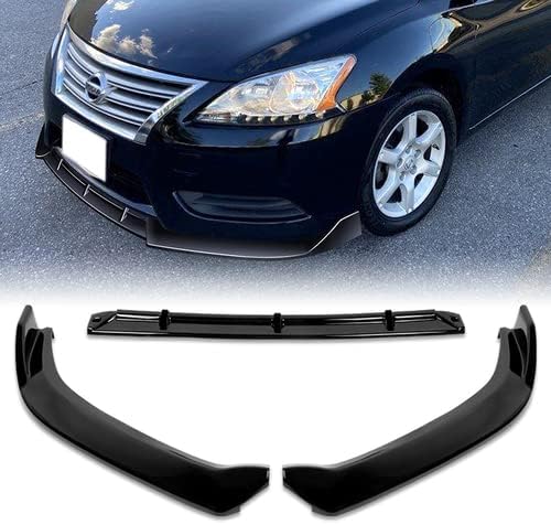 3 Pieces Front Bumper Lip Spoiler Splitter Side Body Kit Trim Protection Compatible with 2013-2015 Nissan Sentra, 2014 (Painted Black)