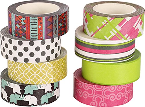 Polar Bear Washi Masking Tape Collection, 0.59 Inch X 10 Yards Each, Set of 8, (WT-1510) - Perfect for Planners, Decorating, Scrapbooking and Other Creative Projects