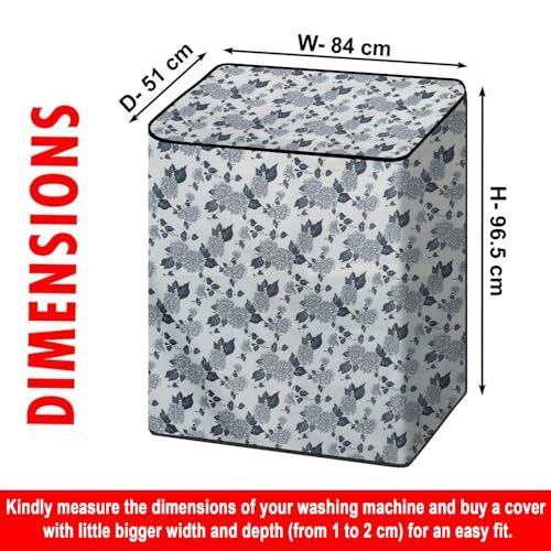 Image of The Furnishing Tree Semi-Automatic Top Load Washing Machine Cover | Waterproof & Dustproof | Easy to Clean | Durable & Washable, Classic Floral Bouquet Print Polyester (51x84x96.5 CM)
