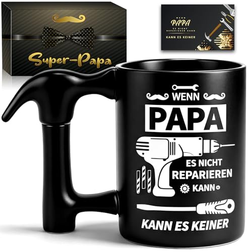 Vatertagsgeschenk für Papa Tasse - 450ML Bester Papa Geschenke Tasse mit Hammergriff Vatertag Geschenk Lustige Vater Tag Geschenk Geburtstagsgeschenk für Papa Keramik Kaffeetasse Weihnachtsgeschenke
