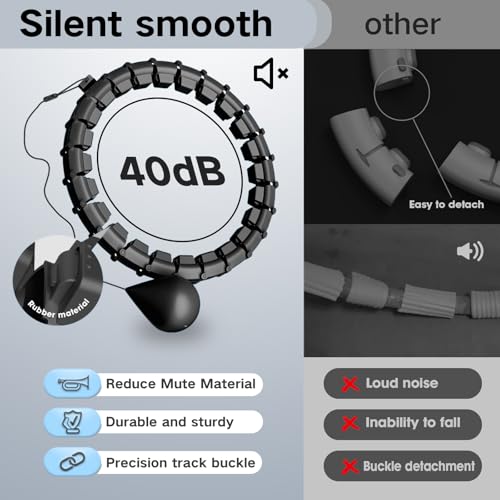 Smart Hoop Reifen Erwachsene Mit Gewicht Kugel,Ultra Leiser Hoola Hoop zum abnehmen Mit 32 Abnehmbaren Segmenten,Hullahub Reifen Zum Abnehmen Max Taillenumfang 165cm (schwarz)