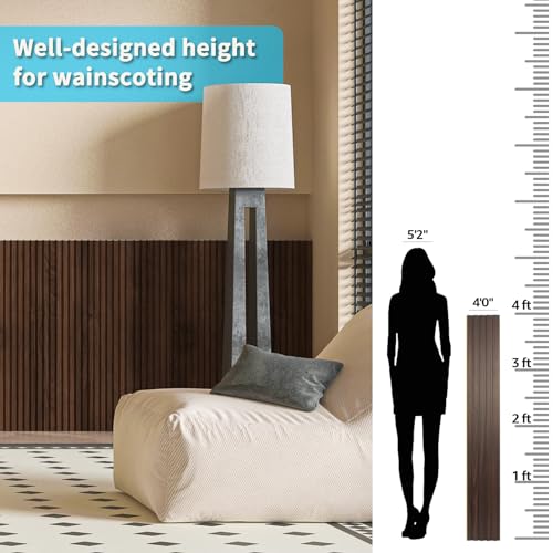 Image of Art3d 48 x 6 in WPC Wood Slat Wall Panels, 3D Wall Accents, 16-Pack, Walnut