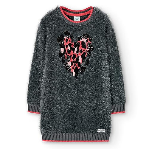 boboli Vestido Niña Manga Larga – Vestidos Fiesta Niña – Vestido Tricotosa - Ropa para niñas y Adolescentes de 4 años a 12 años (Estampado Flores, 4 años) (FR/ES, Edad, 6 años, Regular, Pizarra)