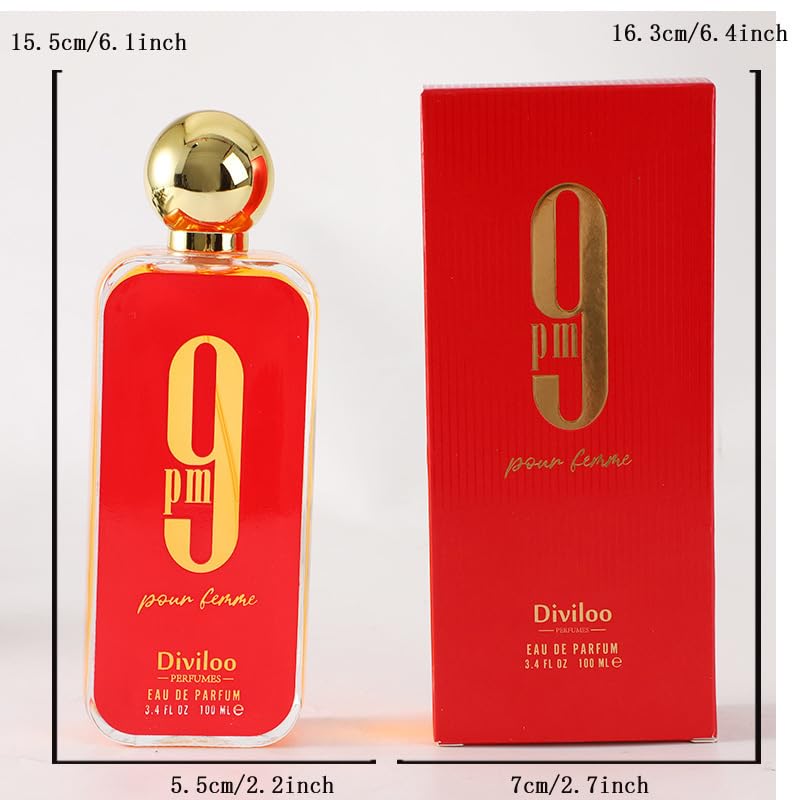 Diviloo 9PM Eau de Parfum for Men 3.4 Fl Oz,9 am Eau De Toilette