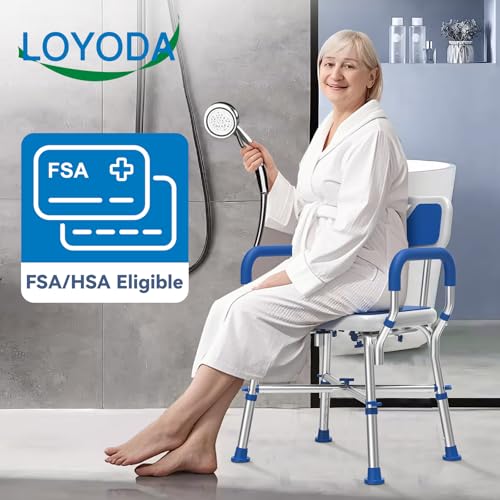 FSA/HSA Eligible Shower Chair for Inside Shower with Reinforced Crossing Bar, Heavy Duty Shower Seat 500lbs with Padded Arms and Back, Height Adjustable Shower Chair for Elderly and Disabled - Image 4