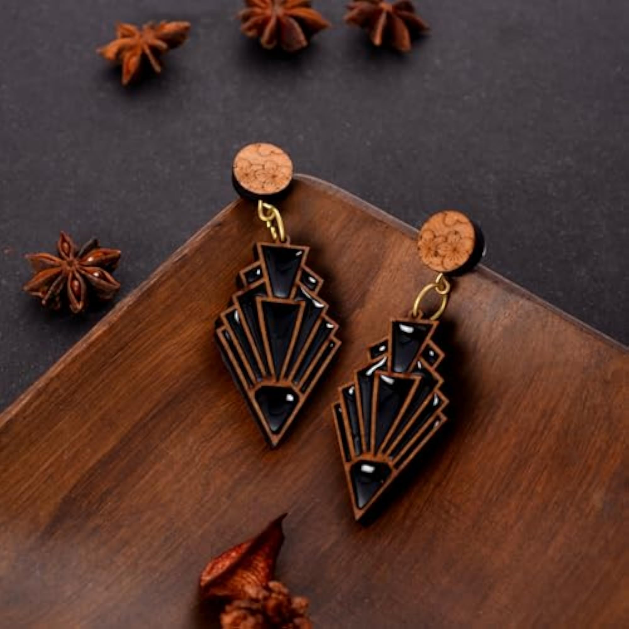 Wooden Earrings TC0024-N00, Natural Style