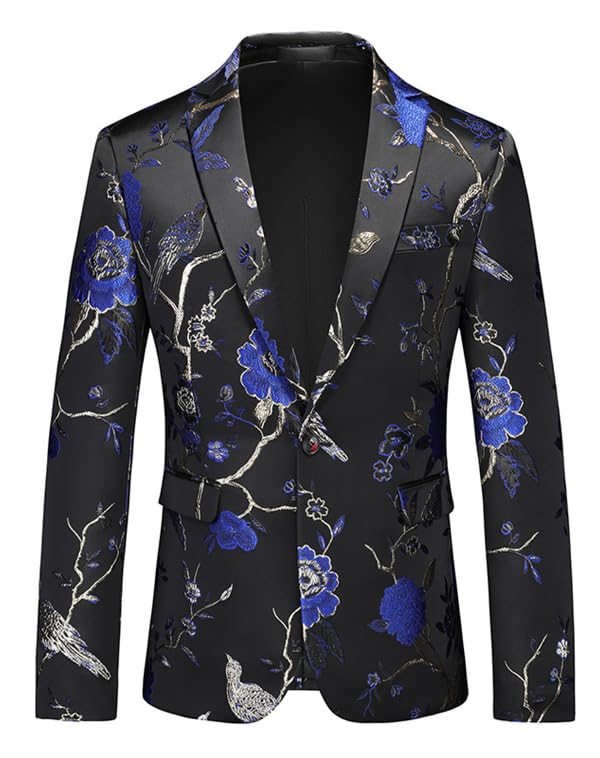 Men's Floral Tuxedo Suit Jackets Button Slim Fit Casual Sport Coats Stylish Wedding Banquet Tuxedo Jackets