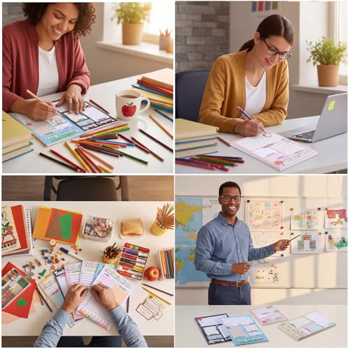 Image of Eaasty 6 Pack Teachers Notepads 4x6 Inch,Teacher Planner Notes | Weekly Undated Lesson Planner for Teacher,Teachers Gift, Tear-Off Sheets,Compact Desk Notepad with Notes and Contact Section