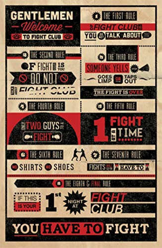 Theissen " Fight Club Rules Infographic"Multi-Colour - Matte poster Frameless Gift 11 x 17 inch(28cm x 43cm)*IT-00287