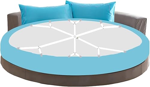 Miniatura 7 de Correas elásticas ajustables para sábana bajera, tirantes cruzados, se ajustan a colchones redondos y cuadrados (blanco de 3 vías)