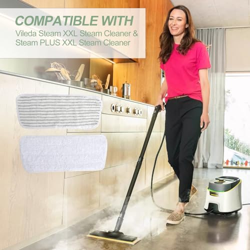 XRVRILE 4 Stück Wischbezug Ersatzbezug für Vileda Steam XXL Steam Cleaner, Flachmopp Mop Pads Set für Vileda Steam PLUS XXL Steam Cleaner, Waschbar Wiederverwendbar