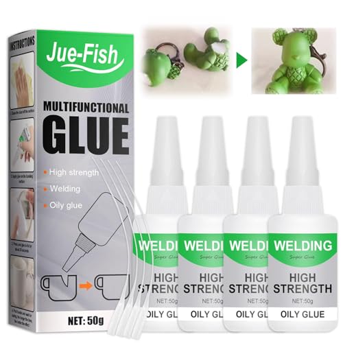 Pegamento superfuerte extra fuerte, 4 botellas con 50 ml de pegamento superfuerte para todo tipo de superglue, transparente, pegamento instantáneo líquido, pegamento rápido para bricolaje, varios