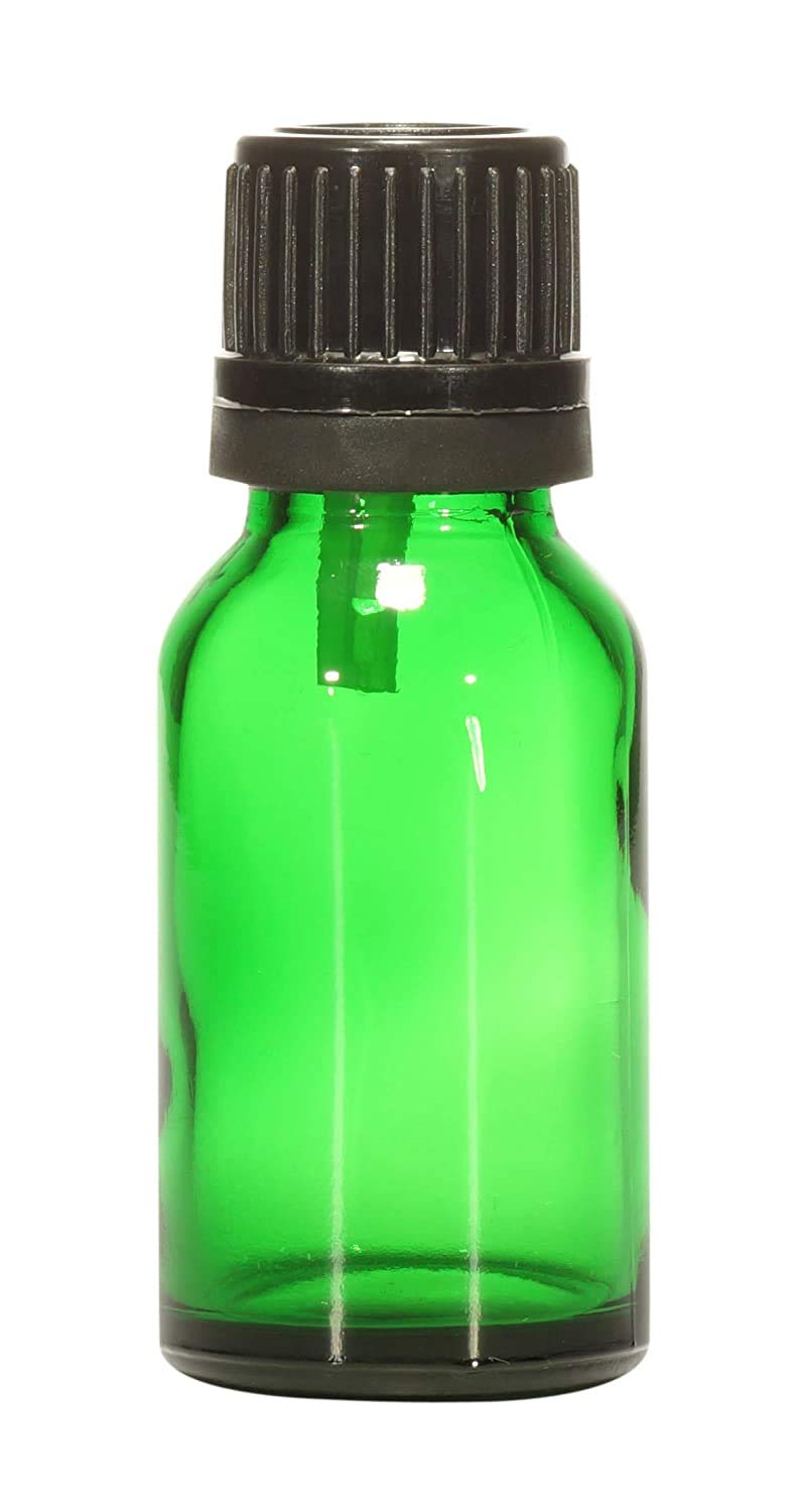 JARBAZAAR (pack of 12) 15 ml green color empty essential oils bottles with leak proof cap for diy cosmetics face oils serums empty refillable jar bottles