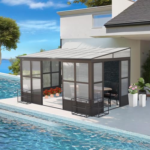 LANTRO JS 10x12ft Wall Mounted Sunroom, Sunroom Kit, Outdoor Permanent