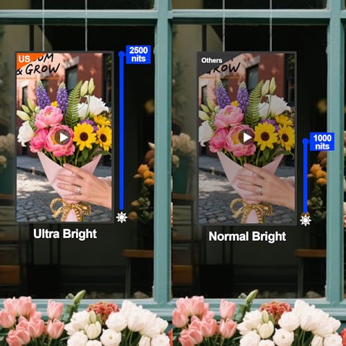 Image of 55inch Digital Signage Display, 4K 2500nits High Brightness Slim Fit Frameless Digital Signage, LCD Advertising Display, CMS / Plug & Play Auto Play, 7 /24 Timer Switch, Built-in Speaker, Android OS11