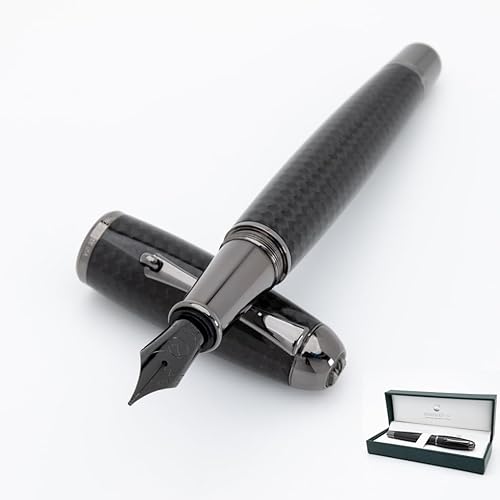 MONTEVERDE Pluma estilográfica USA Super Mega Carbon FiberGunmetal Trim - Punta extra fina