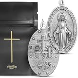 Viatheo Authentique Médaille Miraculeuse de la Vierge Marie – Bijou Religieux Catholique en Argent pour Femme & Homme – Pendentif Chrétien Symbole de Foi – Idée Cadeau Baptême Communion