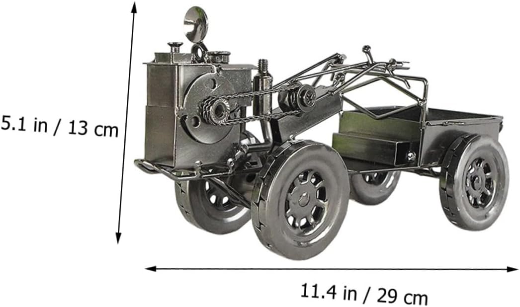 Vintage Metal Tractor Model Bucket Mechanism Retro Style Tractor Statue for Home Decor