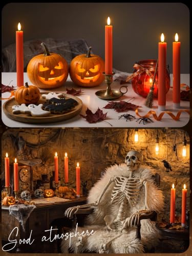 Image of Treela 36 Pcs Flameless Taper Candle,Orange, 0.8x10″, Vertical Stripes