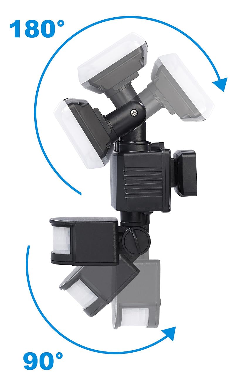 Luminea Solar LED Wandfluter: 2er-Set 3-fach-Solar-LED-Fluter für außen, PIR-Sensor, 3.600 lm (Scheinwerfer Bewegungsmelder, Wandstrahler)