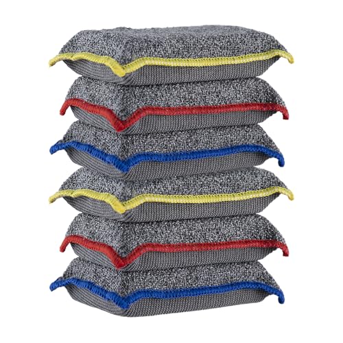 Image of Miracle Microfiber Scrubbing Sponge, Extra Scrubbing Power Kitchen Sponge, Sink, Pot, Pan and Dish Washing, Super Absorbent and Rapid Drying, Multi-Grey 6-Pack by Superio