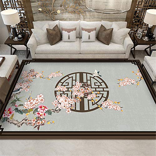Tapis de chambre chinois 60x90cm marron et crème