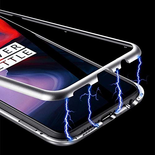 Active Ware House Built-in Magnet Case for OnePlus 6 Clear Tempered Glass (Red/for Oneplus 6)