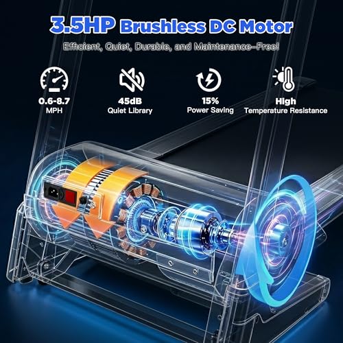 Image of 3.5HP Folding Treadmills for Home with Incline Optional, 300 lbs Capacity, 8.0MPH Speed, 17'' Wide Belt, App Connection, 64 Programs, BMI Detector for Home Use