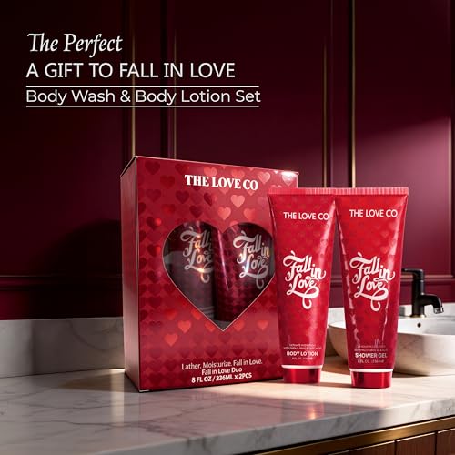 Image of THE LOVE CO. Fall in Love Gift Set for Women | Body Wash and Body Lotion | Luxury Bath & Body Pampering Kit | Birthday, Anniversary & Special Occasion Gift | Premium Vegan Packaging Pack of 2