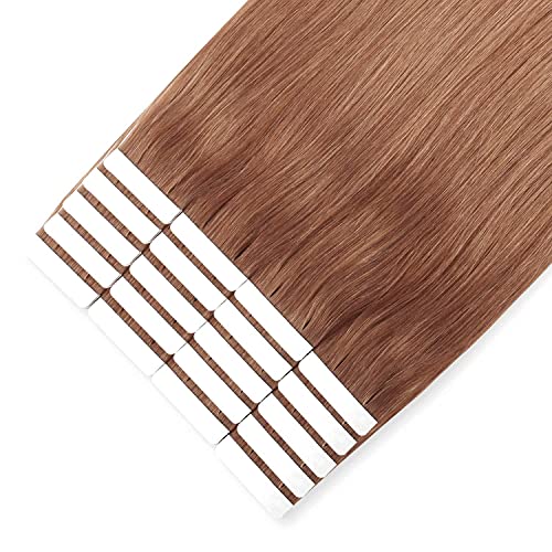 Image of Sixstarhair Medium Auburn Tape in Hair Extensions Remy Human Hair Tape in Hair Extensions with Double Sided Tape for women [Color 30 Medium Auburn 18inch]