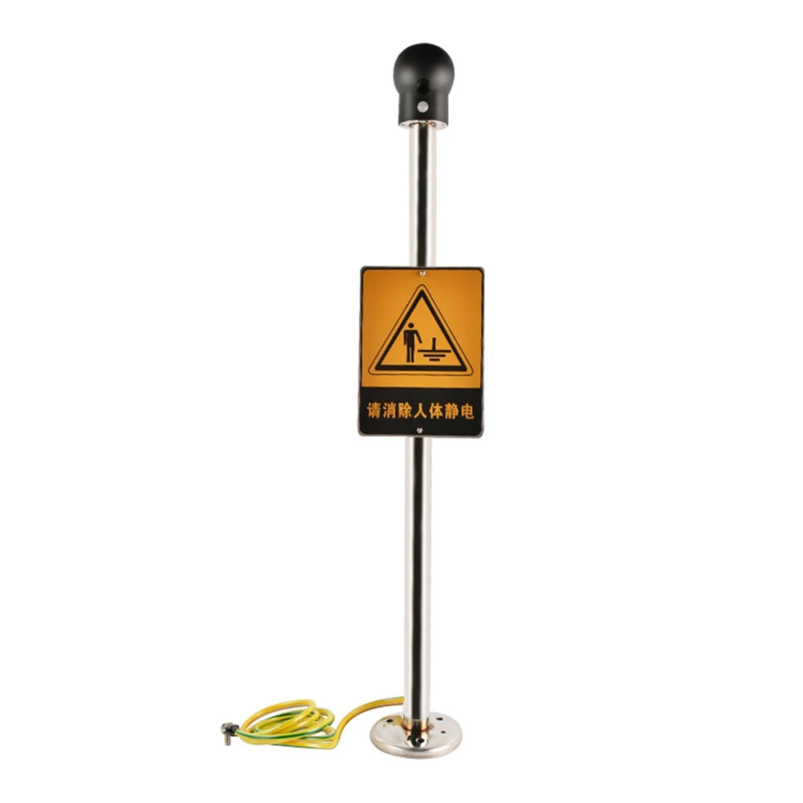 Scaricatore di elettricità statica del corpo umano antideflagrante, tipo a sfera, strumento di allarme vocale con suono e luce in acciaio inossidabile 304