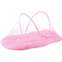 Baby Foldable Mosquito Net Breathable Bed Tent with Cushion and Pillow Pink, 92cmx48cmx42cm